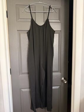 Women’s Black Slip Jumpsuit with Spaghetti Straps